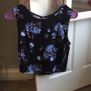Black & blue floral top
